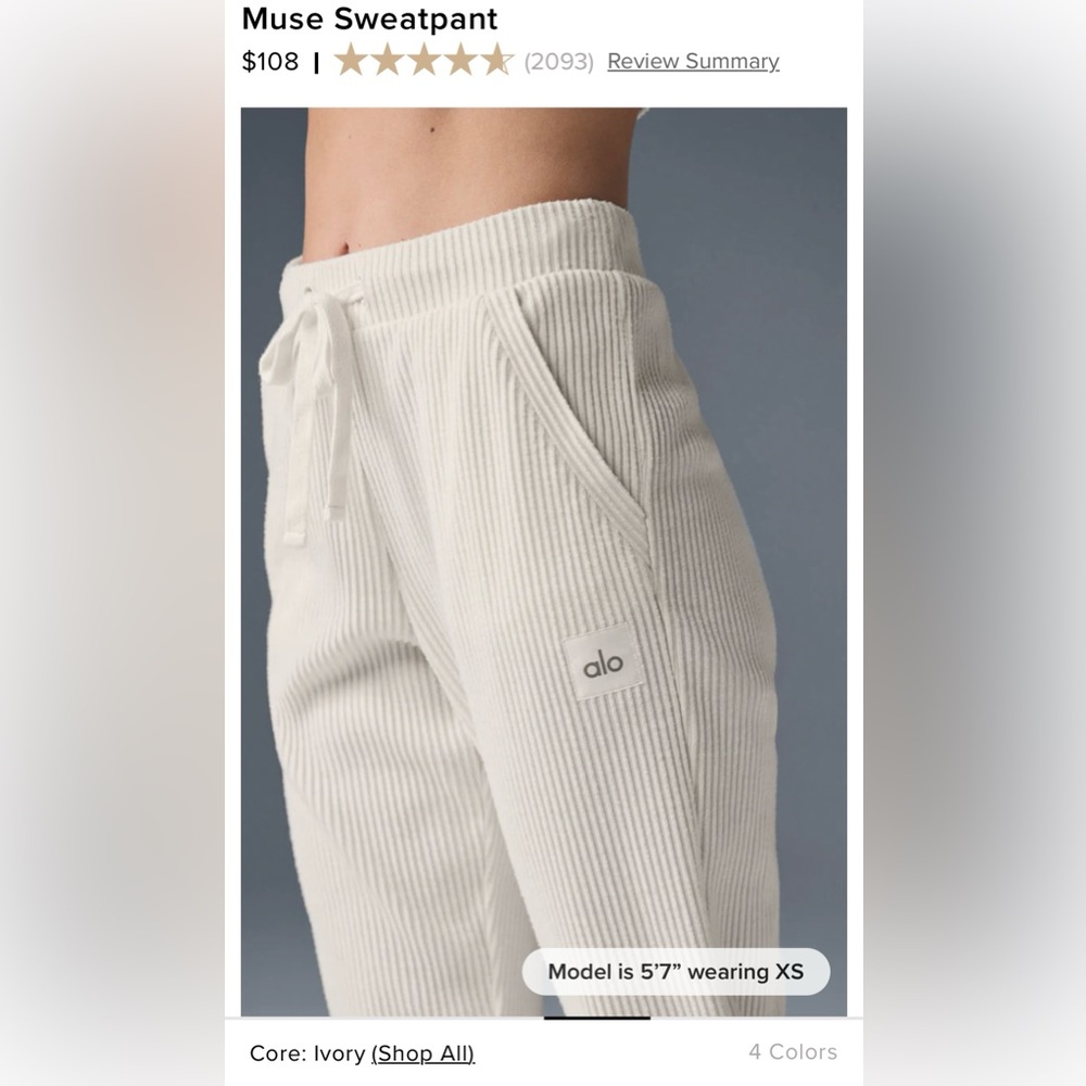 Alo Yoga, Muse Sweatpants in Ivory, XS